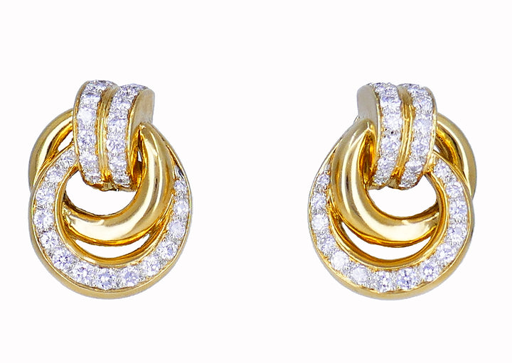 Vintage Earrings 18k Gold Diamond French Estate Jewelry