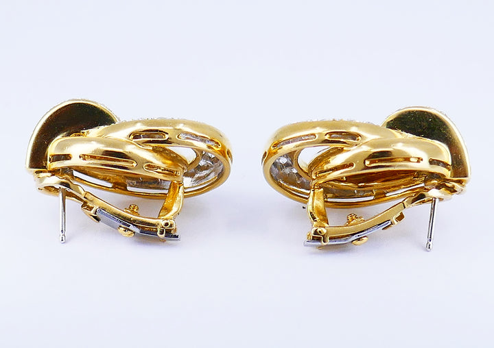Vintage Earrings 18k Gold Diamond French Estate Jewelry