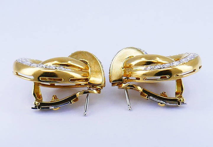 Vintage Earrings 18k Gold Diamond French Estate Jewelry