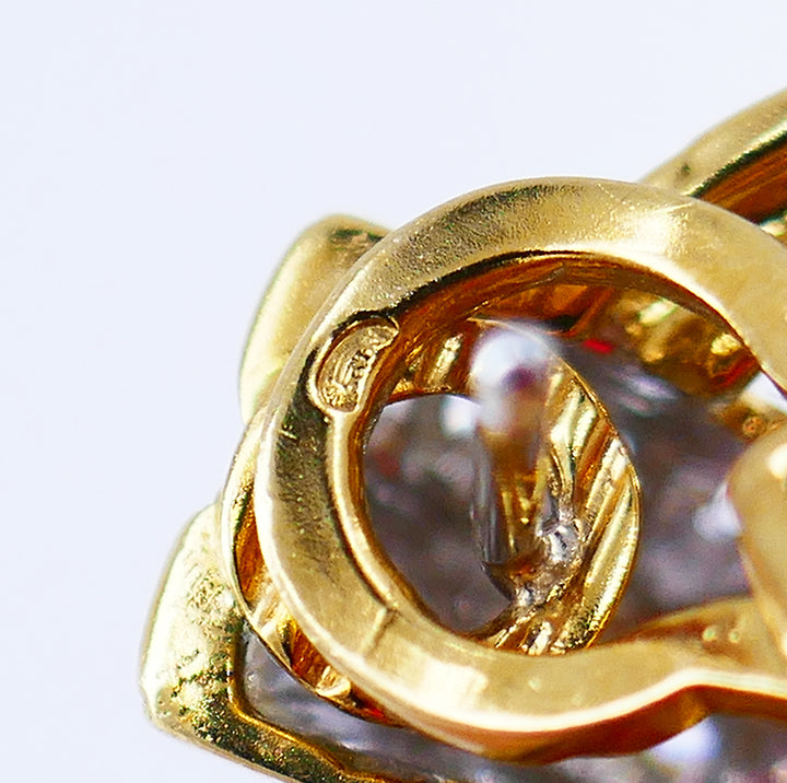 Vintage Earrings 18k Gold Diamond French Estate Jewelry