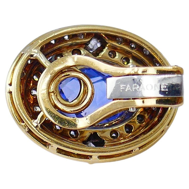 Vintage Faraone Sapphire Earrings 18k Gold Estate Jewelry