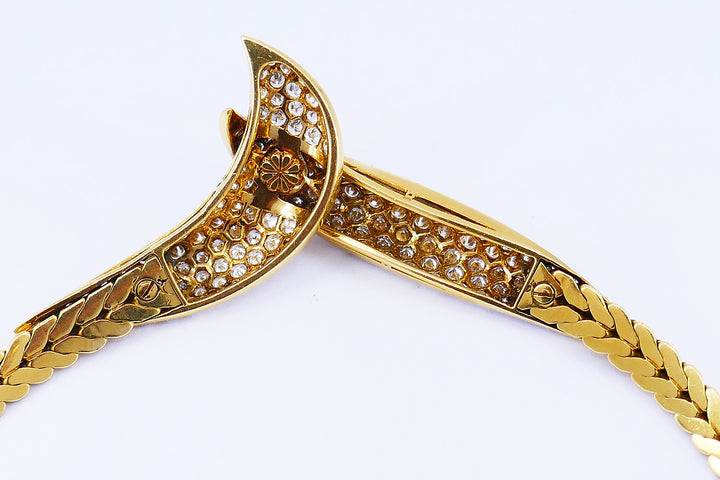 Vintage Fred Paris Necklace Earrings Set 18k Gold Diamond