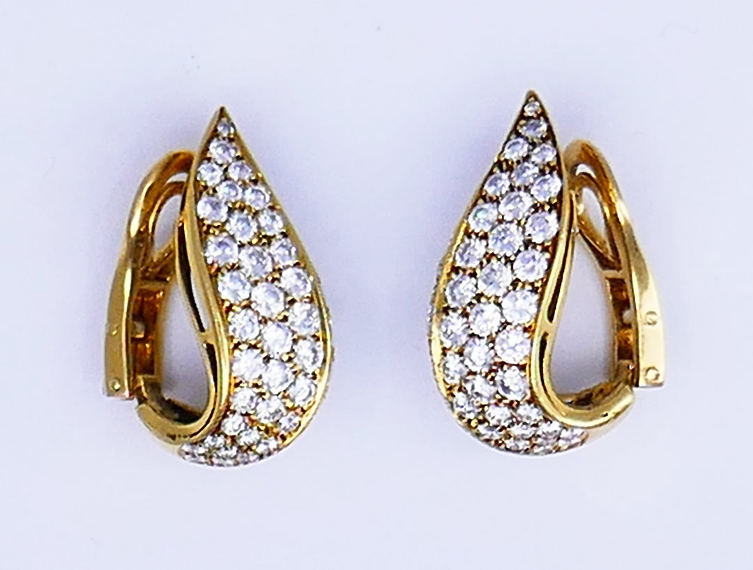 Vintage Fred Paris Necklace Earrings Set 18k Gold Diamond