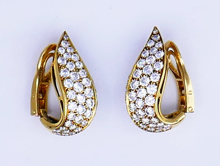 Vintage Fred Paris Necklace Earrings Set 18k Gold Diamond