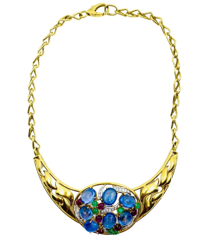 Vintage Gemstone Necklace 18k Gold
