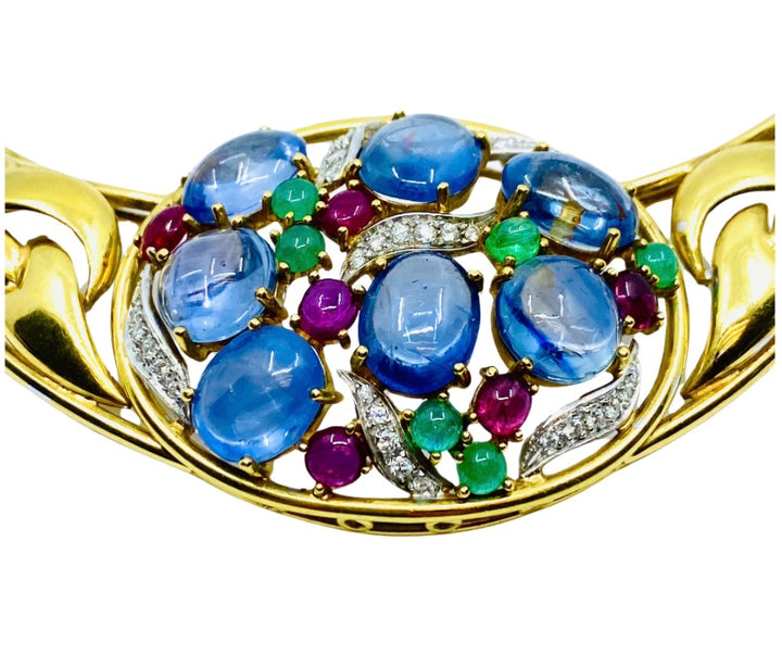 Vintage Gemstone Necklace 18k Gold