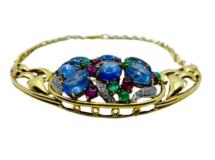 Vintage Gemstone Necklace 18k Gold