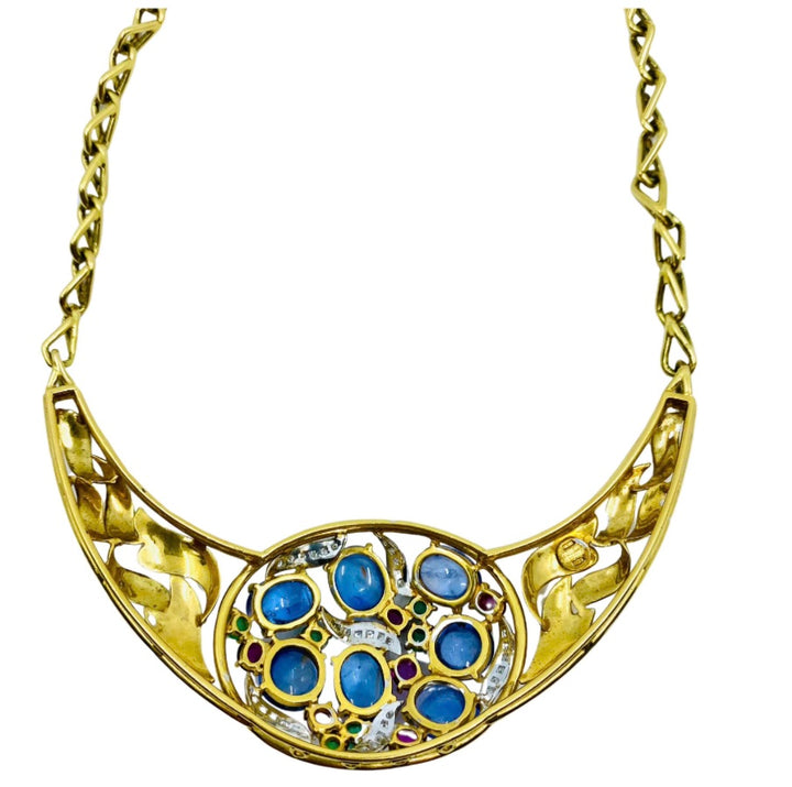 Vintage Gemstone Necklace 18k Gold