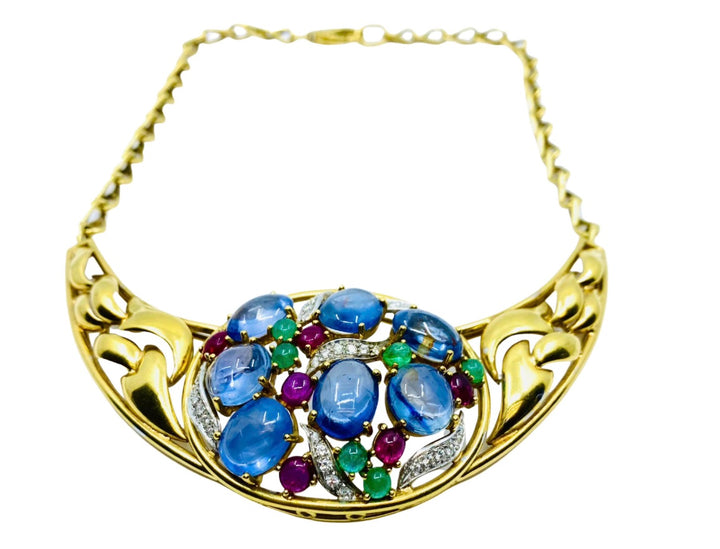 Vintage Gemstone Necklace 18k Gold