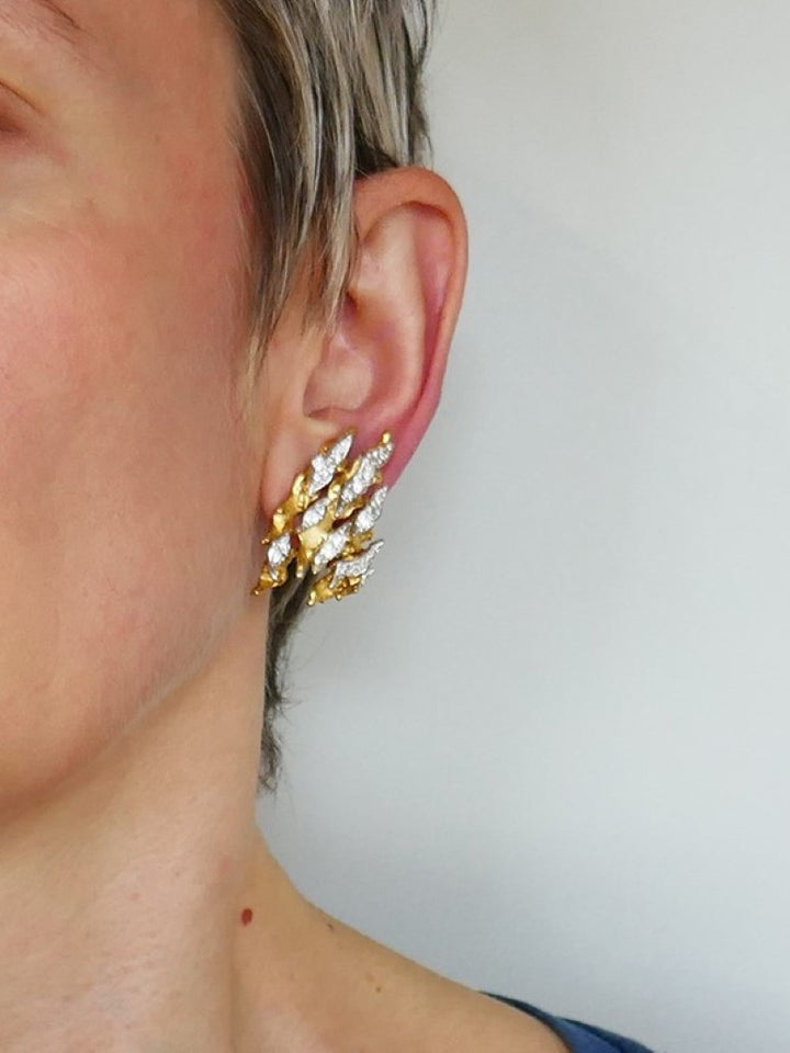 Vintage Pierre SterlŽ Diamond Earrings 18k Gold French