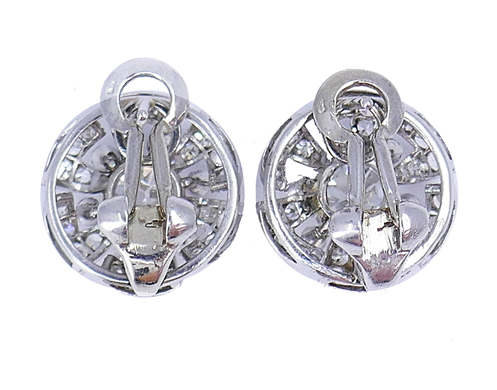 Vintage Platinum Diamond Earrings GIA Cluster Estate Jewelry