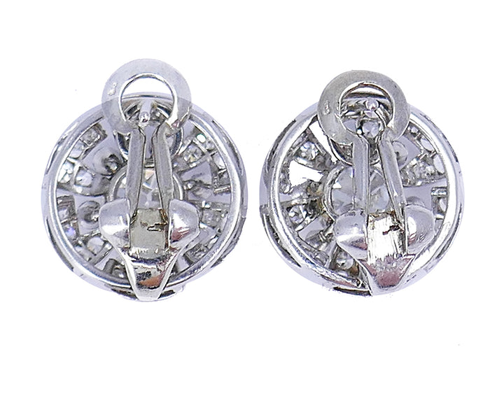 Vintage Platinum Diamond Earrings GIA Cluster Estate Jewelry