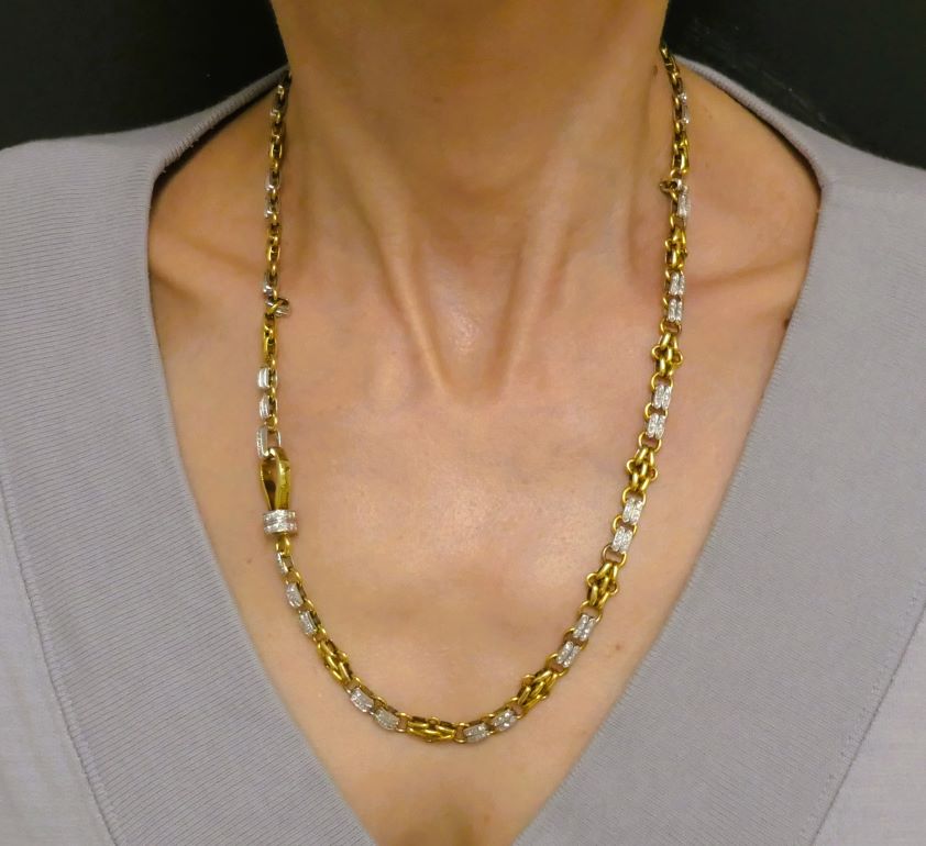 Pomellato Diamond Chain Necklace 18k White Yellow Gold