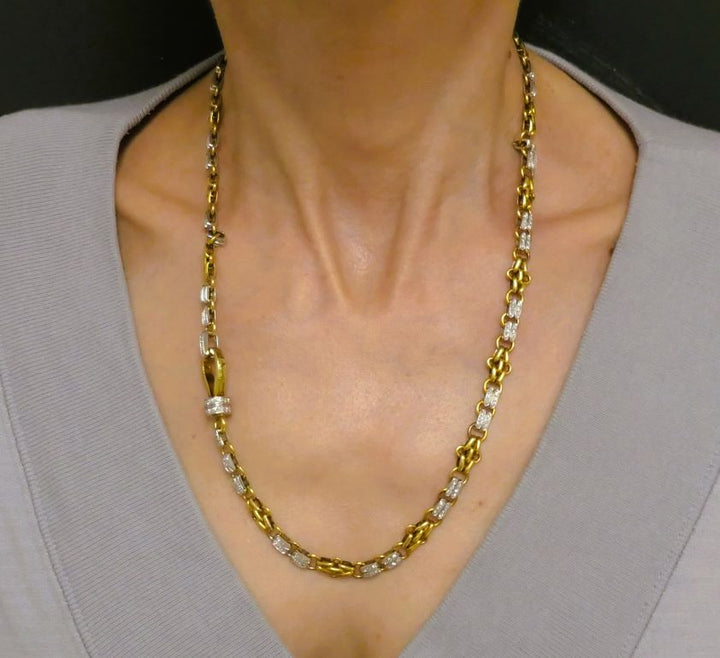 Pomellato Diamond Chain Necklace 18k White Yellow Gold