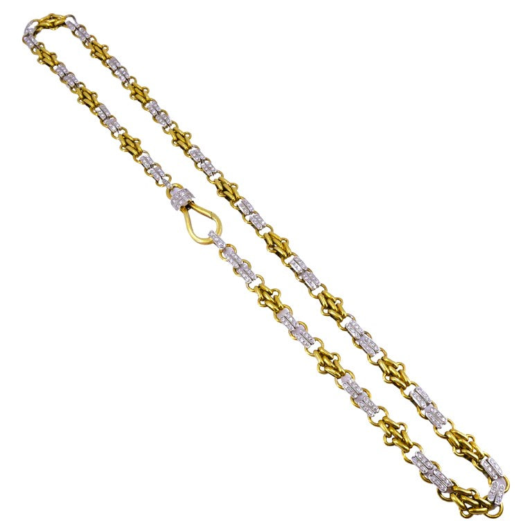 Pomellato Diamond Chain Necklace 18k White Yellow Gold