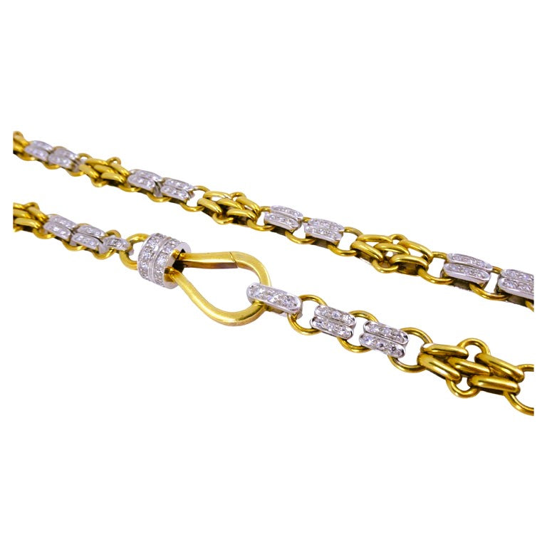 Pomellato Diamond Chain Necklace 18k White Yellow Gold