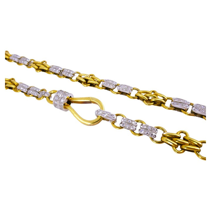 Pomellato Diamond Chain Necklace 18k White Yellow Gold