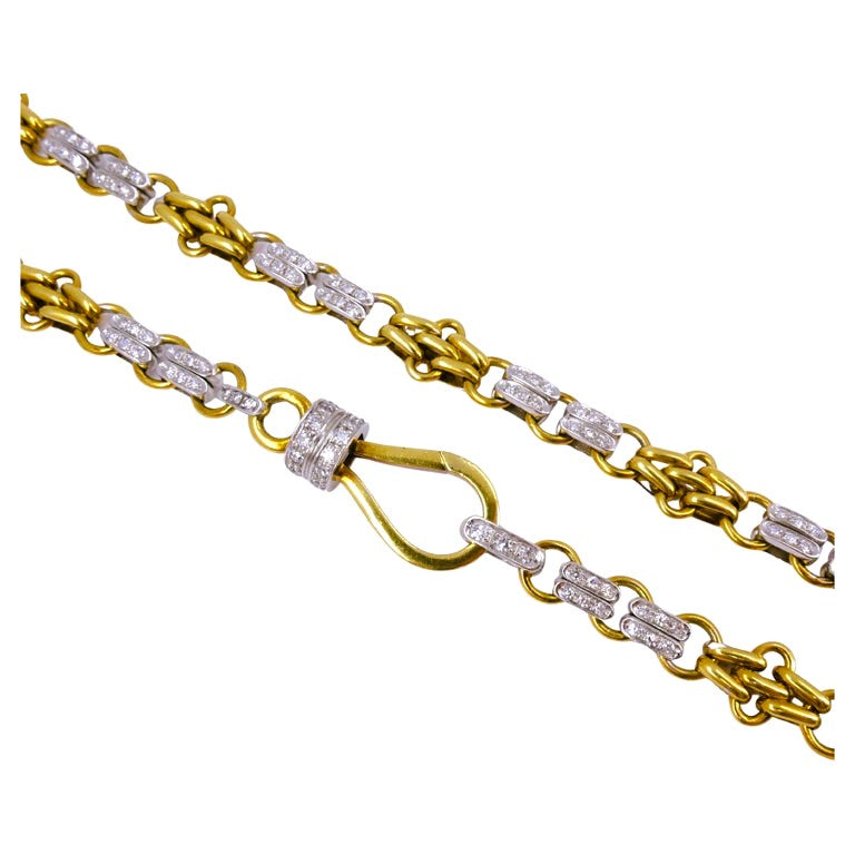 Pomellato Diamond Chain Necklace 18k White Yellow Gold