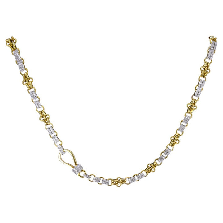 Pomellato Diamond Chain Necklace 18k White Yellow Gold