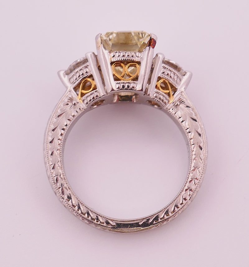Vintage Diamond Platinum Three-Stone Ring Estate Jewelry