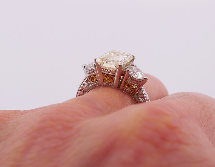 Vintage Diamond Platinum Three-Stone Ring Estate Jewelry