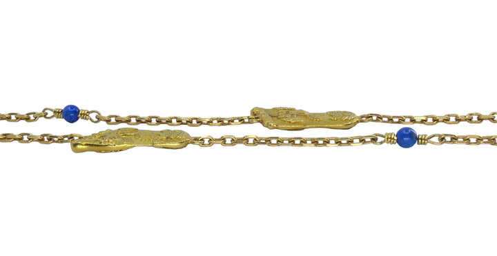 Vintage Mouawad 18k Gold Lapis Lazuli Chain Necklace