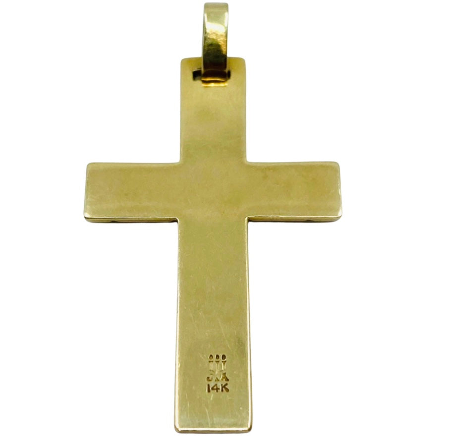 Wire Choker Necklace with Cross Pendant 14k Gold