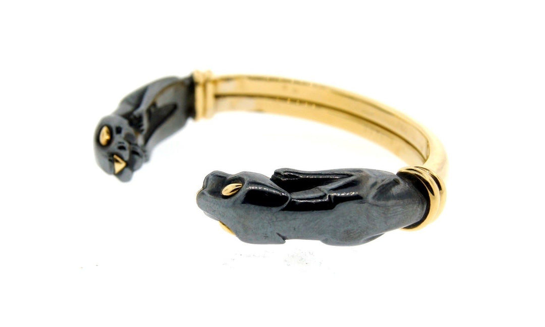 Cartier Panthere Collection 18k Yellow Gold & Hematite Bangle Circa 1900s