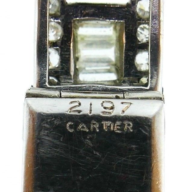 1920's Art Deco Platinum Diamond and Emerald Cartier Watch