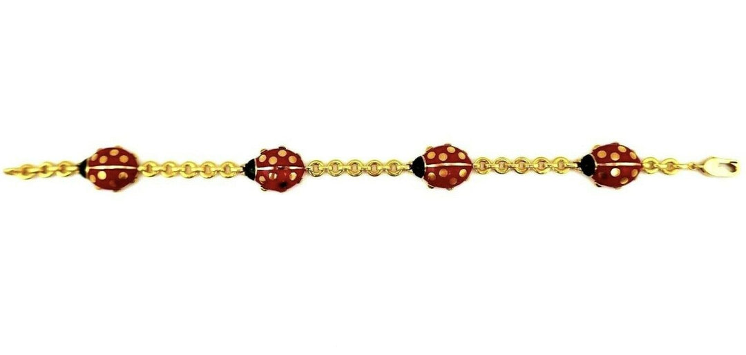 Cartier Vintage Yellow Gold Enamel Ladybug Bracelet