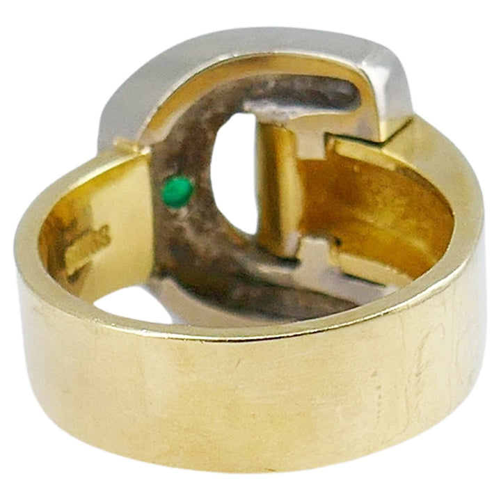 Gubelin Retro Gold Ring Buckle Design 18k Emerald Jewelry