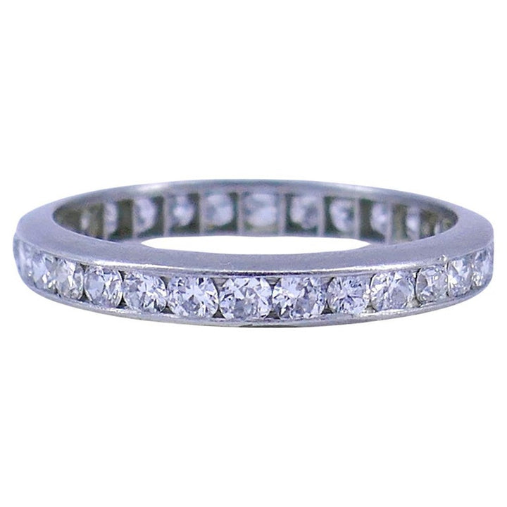 Art Deco Ring Eternity Band Platinum Diamond Estate Jewelry