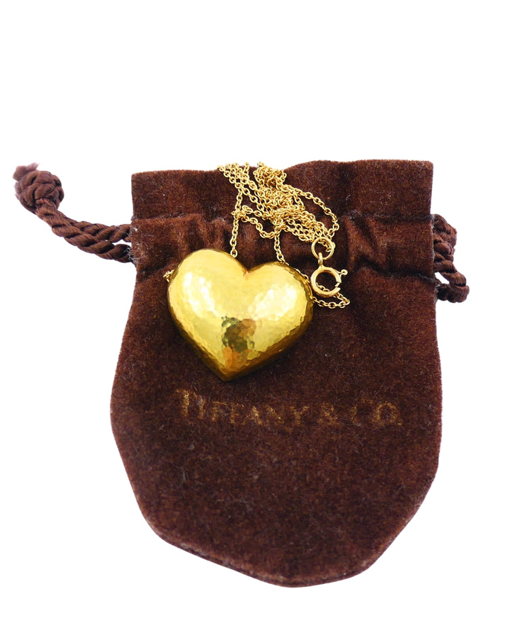 Vintage Paloma Picasso for Tiffany & Co. Gold Heart Necklace Original Pouch