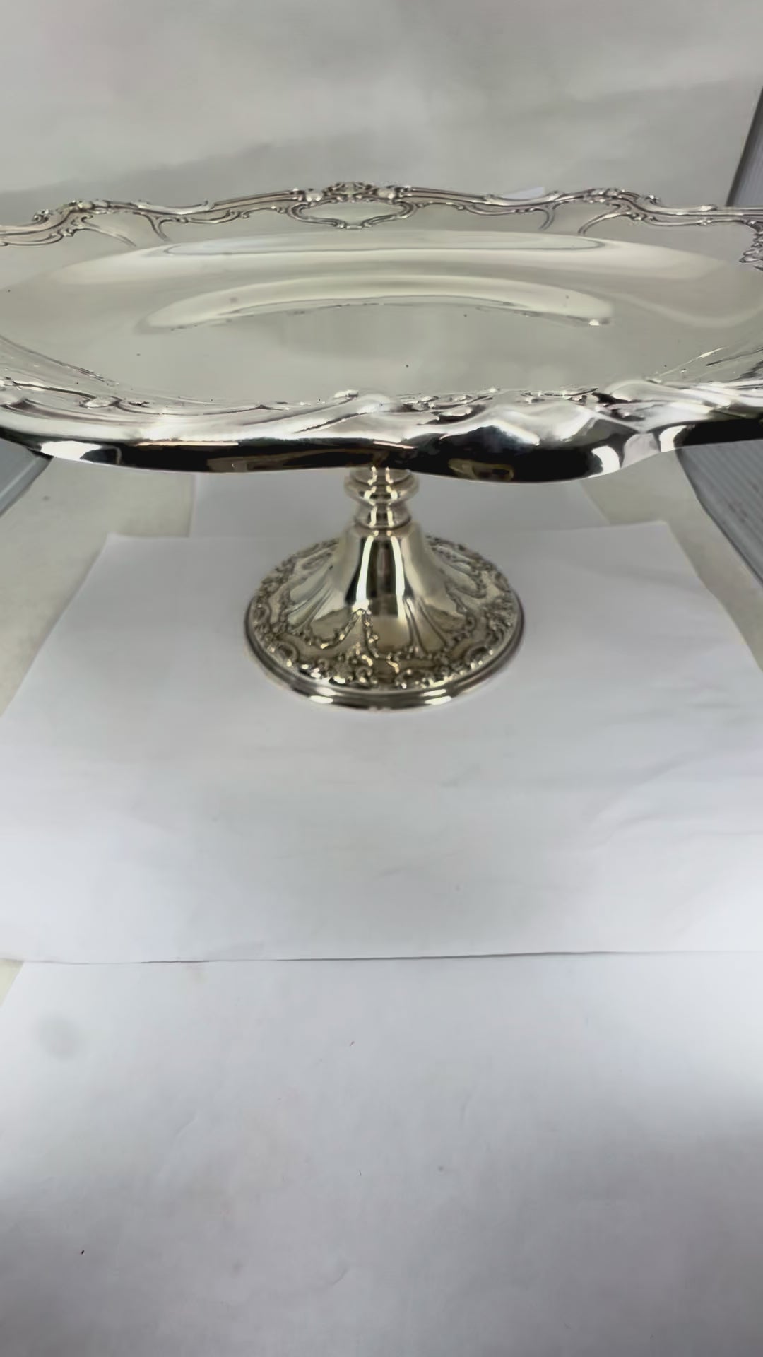 Vintage Gorham Chantilly Sterling Silver Pedestal Platter
