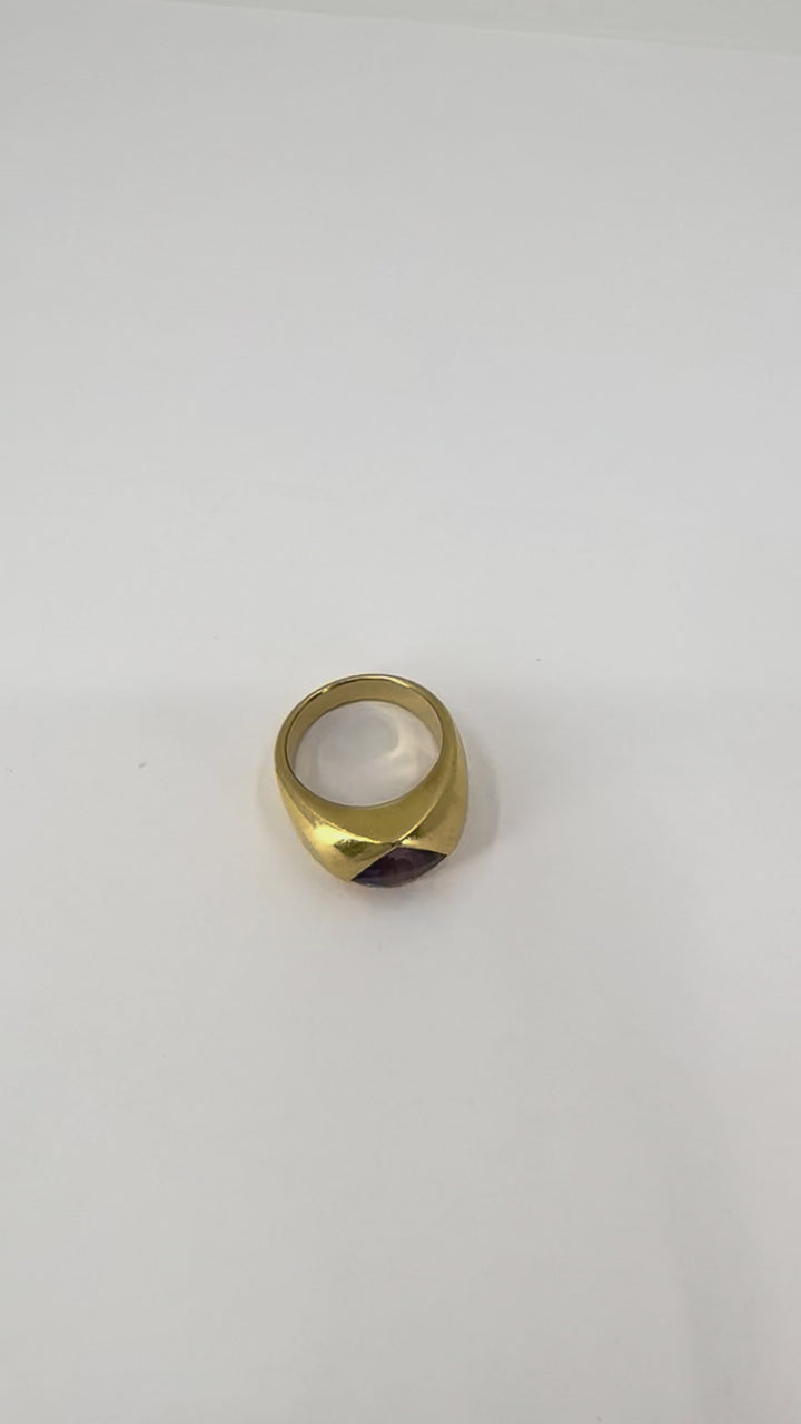 Vintage French 18k Gold Amethyst Ring