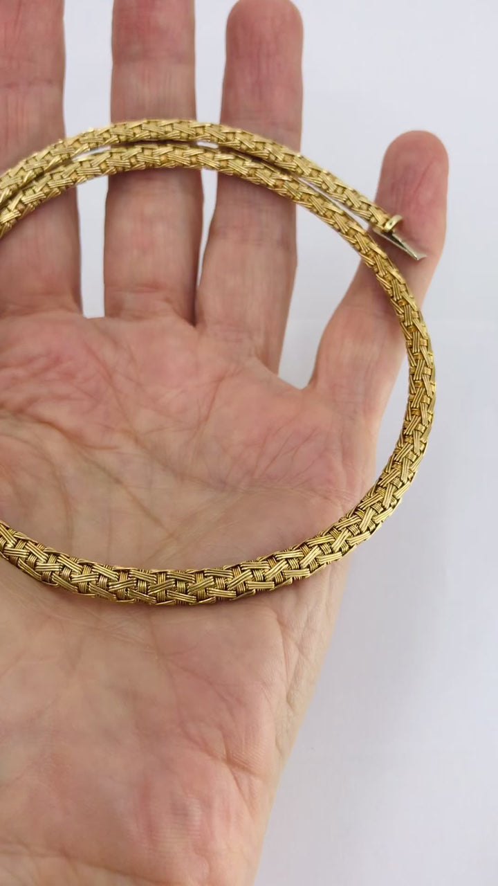 Herco Italian 14k Gold Collar Necklace Woven Design