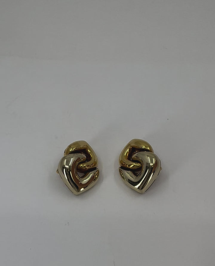 Bulgari Doppio Cuore Two-tone 18k Gold Clip Earrings