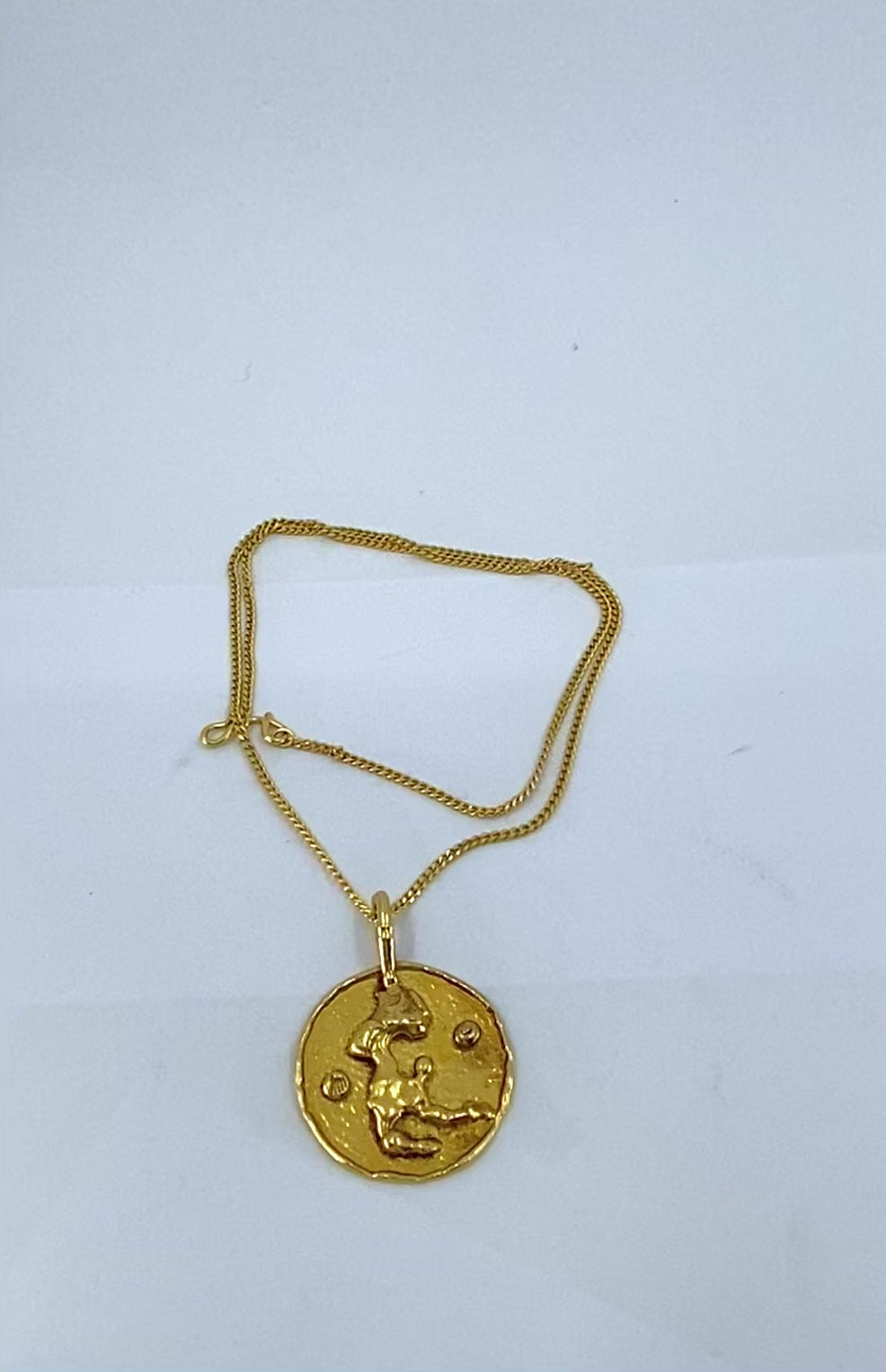 Jean Mahie 22k Gold Sculptural Abstract Pendant, 22k Chain (unbranded) Necklace