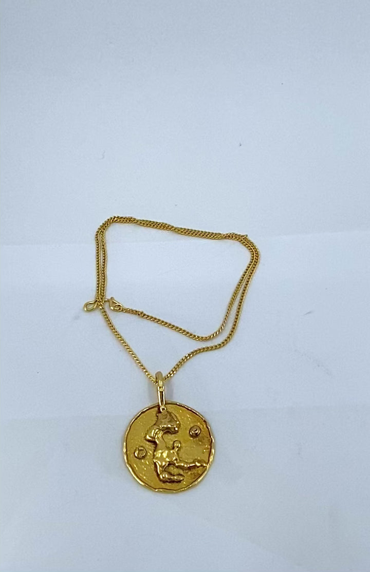 Jean Mahie 22k Gold Sculptural Abstract Pendant, 22k Chain (unbranded) Necklace