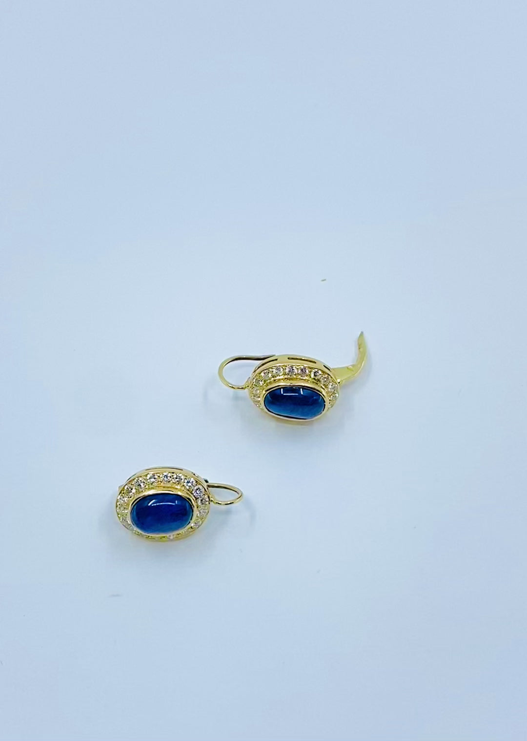 Sapphire Diamond Halo Earrings 14k Gold