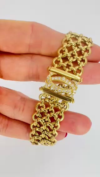 Cartier Double C Penelope Bracelet 18k Gold Diamond Link Bracelet
