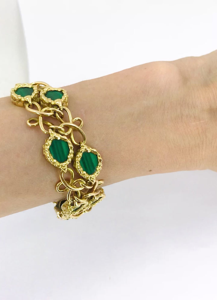 Vintage Malachite Bracelet Attributed to Mauboussin Paris 18k Gold