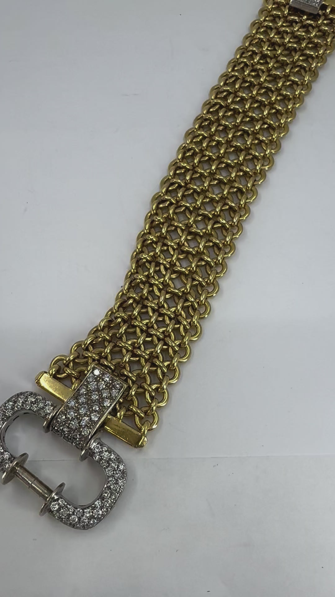Vintage 18k Gold Two Tone Diamond Bracelet