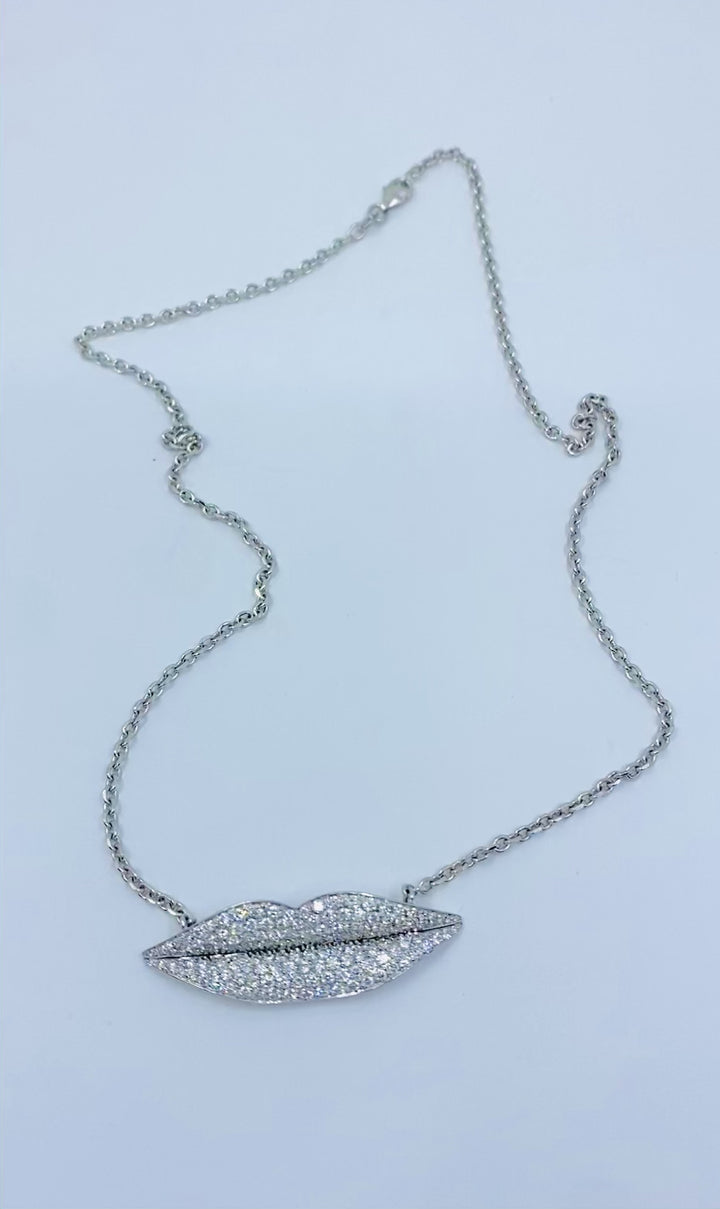 Enigma by Gianni Bulgari Lips Necklace 18k White Gold Diamond