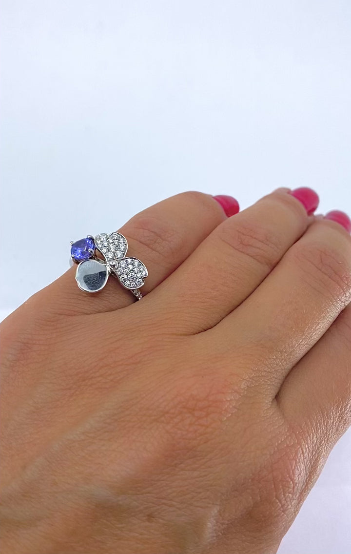 Tiffany & Co. Platinum Paper Flower Ring Tanzanite Diamonds