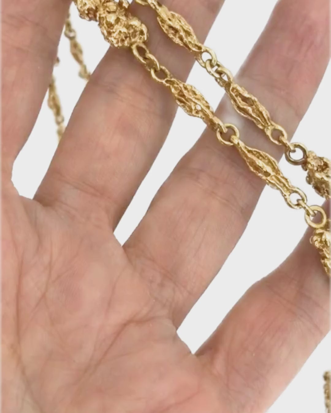 Vintage Van Cleef & Arpels 18k Gold Nuggets Chain Necklace