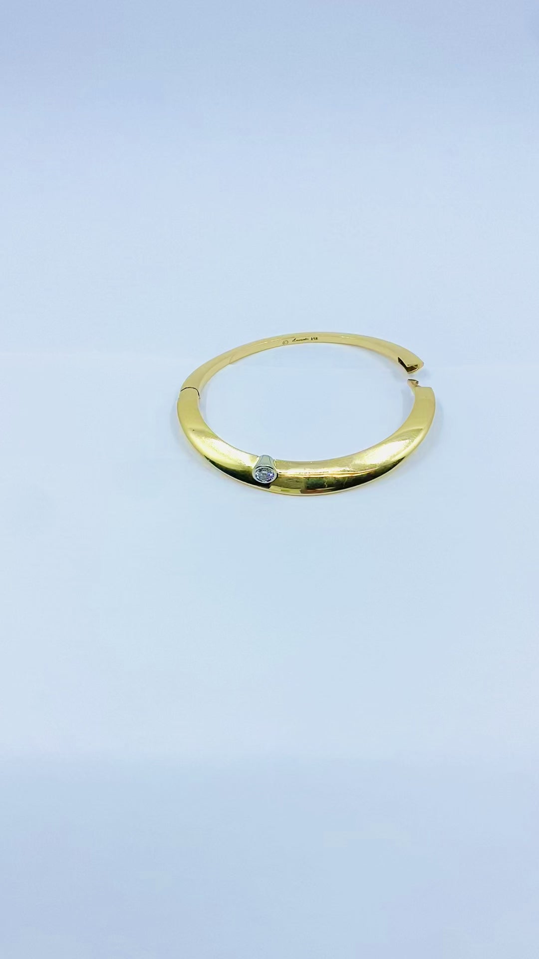 Lacroix Mid Century 14K Gold Diamond Bracelet Bangle