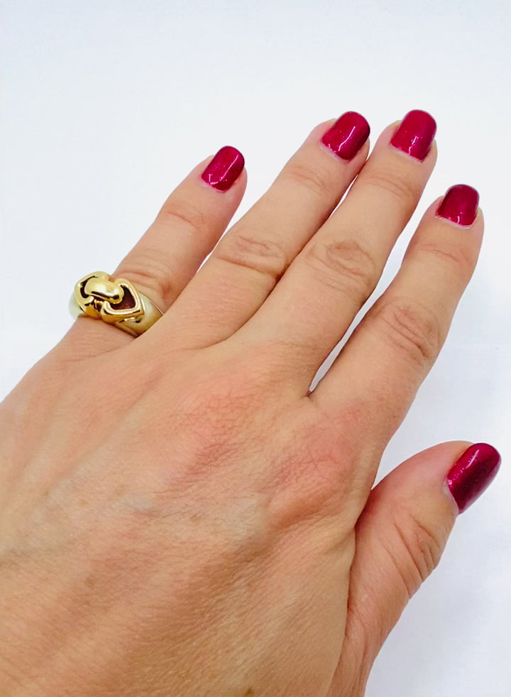 Bulgari 18k Two-Tone Gold Doppio Double Heart Ring