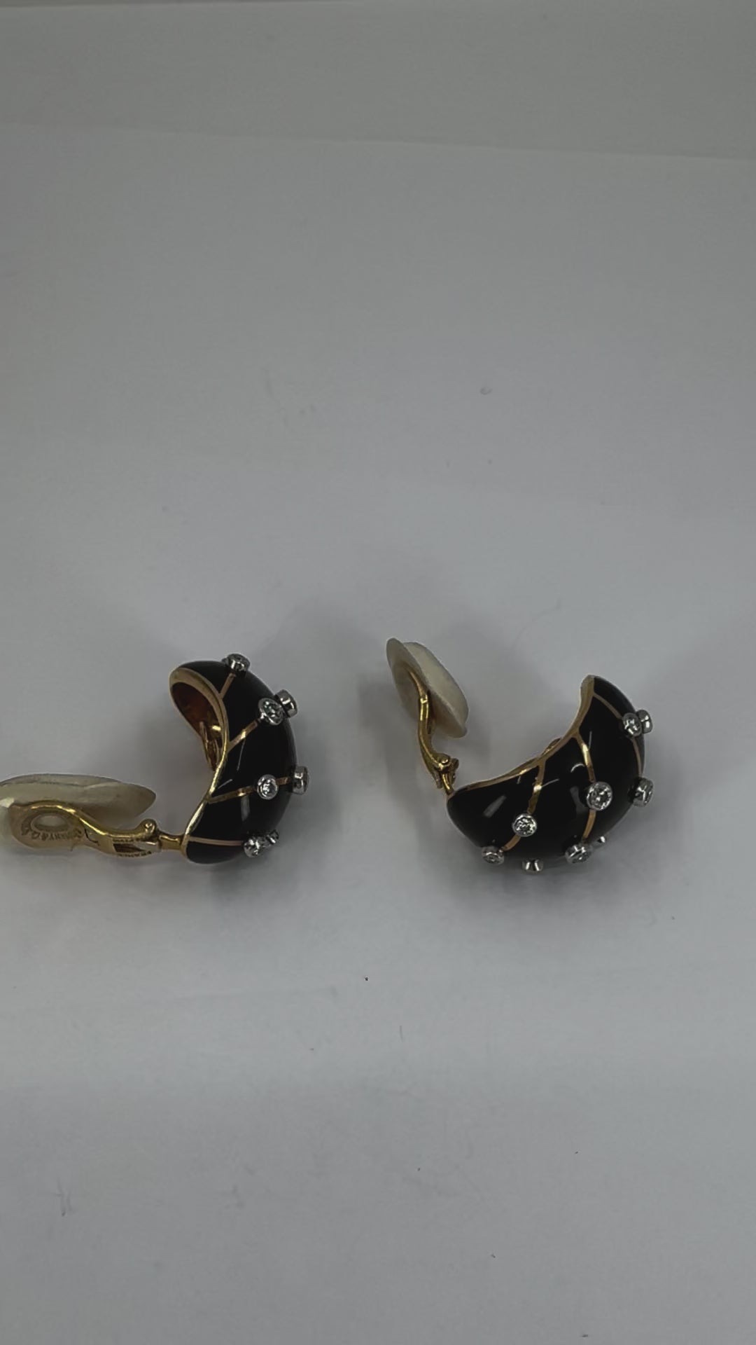 Jean Schlumberger Tiffany & Co. 18k Gold Platinum Enamel Diamond Banana Earrings