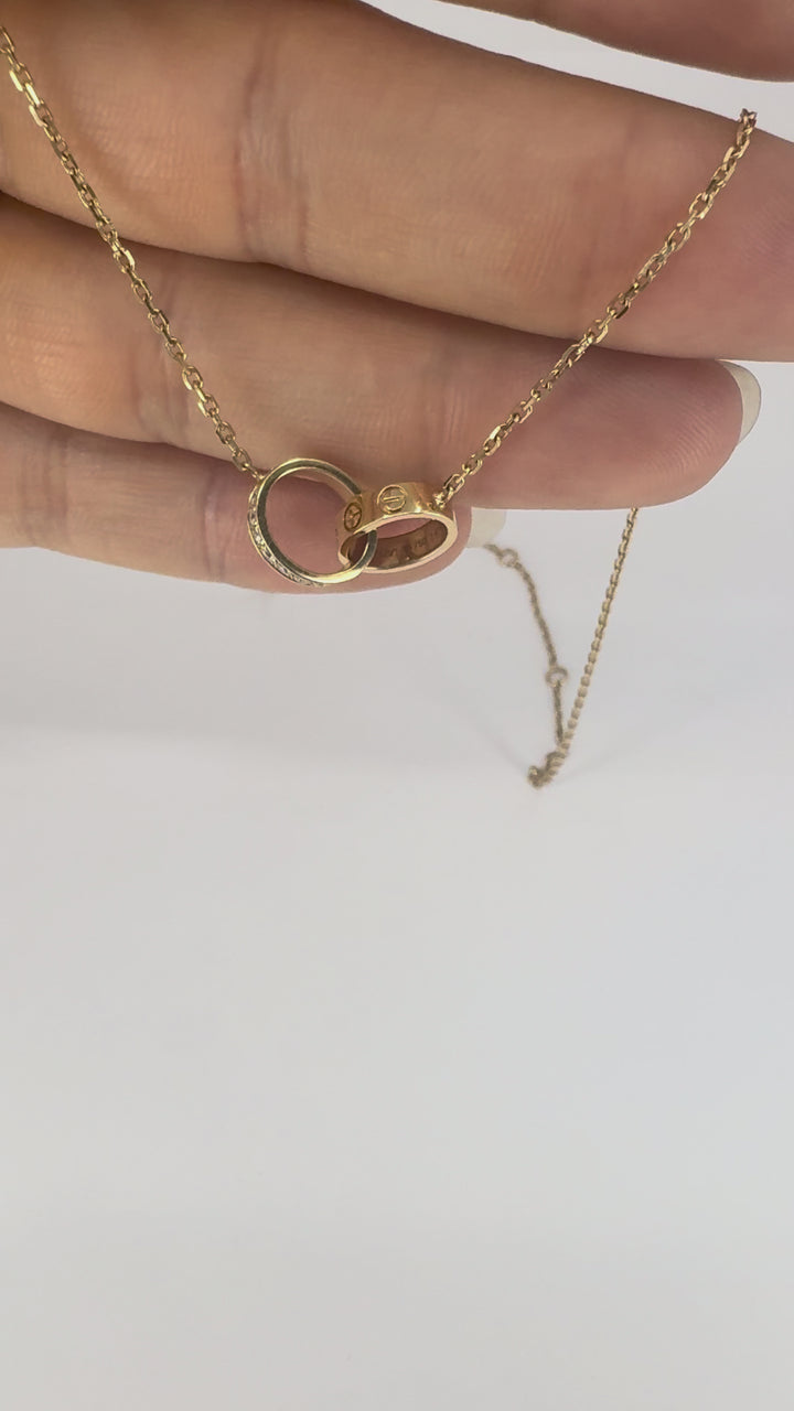 Cartier LOVE Interlocking 18k Gold Diamond Pendant Necklace